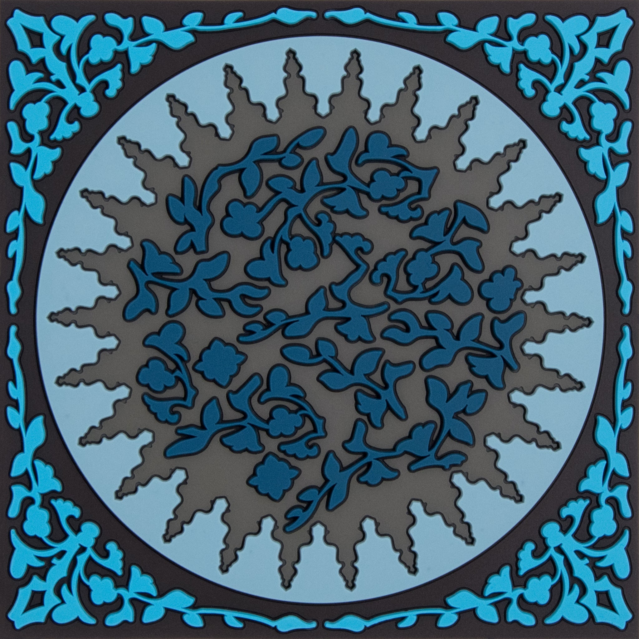 Images D'Orient Trivet Mosaic Blue Silicone 18x18cm 7x7inches TSE-180071