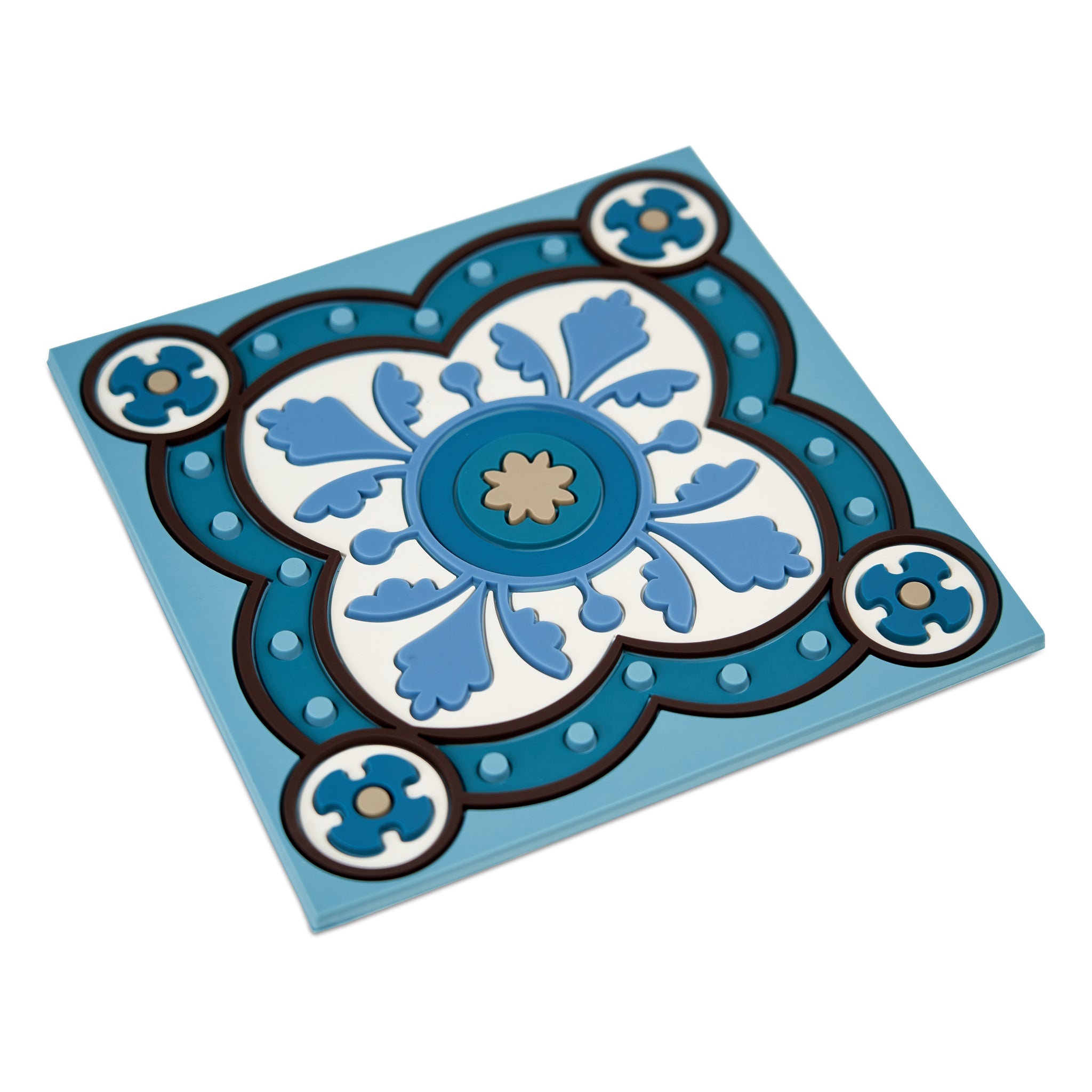 Images D'Orient Trivet Sejjadeh Azur Silicone 18x18cm 7x7inches Perspective TSE-180171