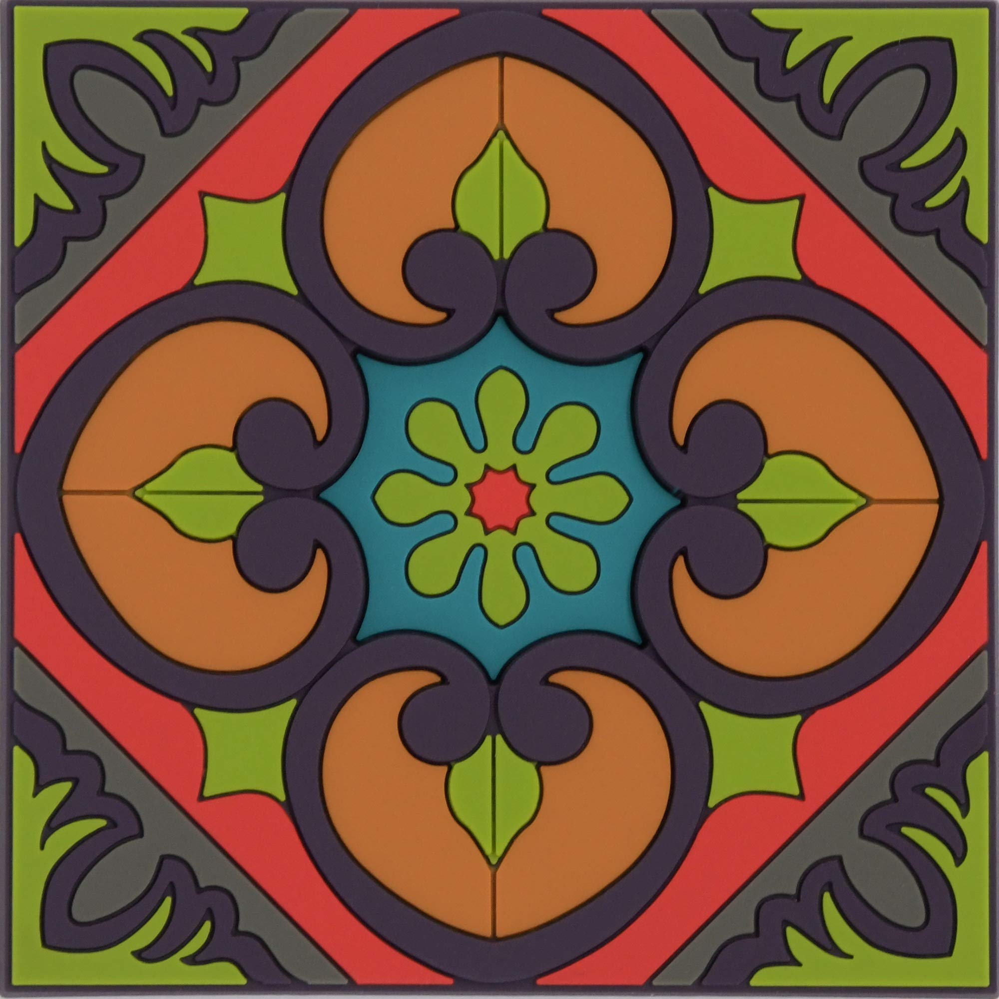 Images D'Orient Coaster Sejjadeh Boho Set of 6 PVC 9x9cm 3.5x.3.5inches COA-994116