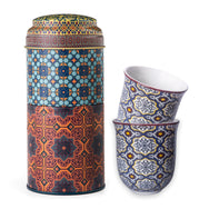 Tin Box with 2 Coffee Cups Porcelain Vagabonde - 90 ml